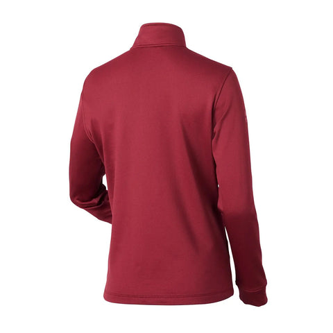 Back view of Maroon Womens Alpine Fleece Quarter Zip Jacket With Cozy Lining Four Way Stretch Contoured Slim Fit Easy Vent