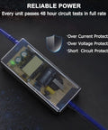 12V 5A power supply for lift chair linear actuator; blue cable, translucent case reveals circuit board