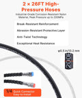 Hydraulic Boat Steering Kit for Outboard Motors 150HP with 26 Feet Hoses Two Way Lock Cylinder Relief Valve Air Pocket and Aluminum Alloy Housing Marine Steering System Plug And Play, featuring 26ft high-pressure hoses with reinforcement and connectors.