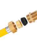 Exploded view showing 2 Pack 3/4 Inch Brass Pipe Fittings Hex Nipple NPT Male Thread Adapter for water, gas, oil, and air tools.