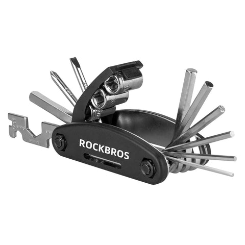 16 In 1 Foldable Bike Tool Kit For Cyclists, Portable Multitool With Allen Wrenches, Tire Levers, Durable Steel Construction