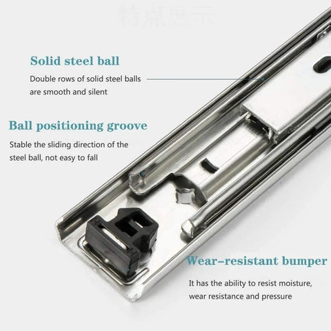 Beefy Extra Long Full Extension Drawer Slides 60 to 80 Inches Heavy Duty with Lock and Smooth Ball Bearing Runners, 220kg Capacity