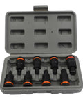 Tough Chrome Vanadium Steel Hex Socket Adapter Kit For Impact Drivers Fits H4 Through H17 Sizes With 8 Pieces Ready To Rock In Any Workshop Job Without Stripping Or Breaking Under Heavy Torque, case open