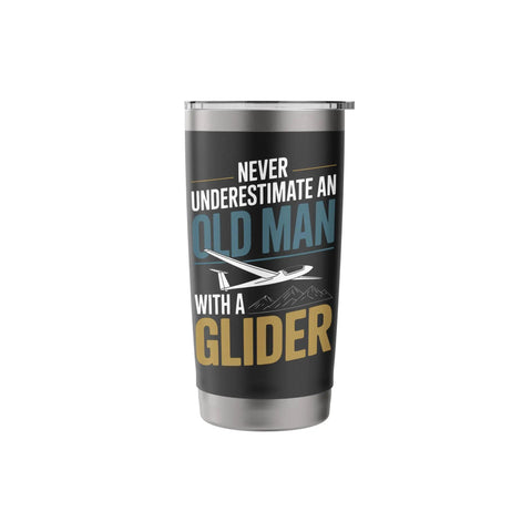 Sailplane Pilot Insulated Stainless Steel Tumbler For Glider Club Members And Aviation Fans with glider graphic and text design.