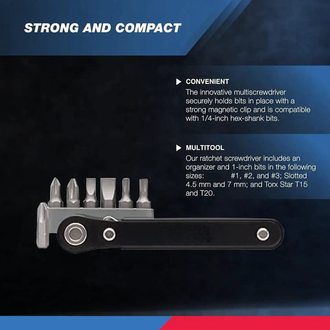 Ultra Compact Right Angle Ratchet Screwdriver Kit With 8 Bits Cr Steel Low Profile Mini Set Perfect For Tight Spaces And Precision Gear Repair Jobs, side view