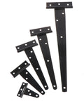 Black Painted T Shape Triangle Cabinet Hinges With Soft Close Dampers for doors, gates, and sheds, various sizes