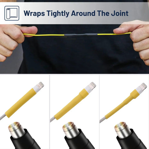 Person using Heat Shrink Tubing Kit With 11 Sizes And 2 To 1 Shrink Ratio 580 Pcs In 6 Colors With Storage Case for wire insulation