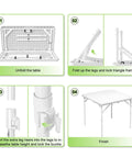 Assembly steps for 34 Inch Square Folding Table With Carrying Handle, Go To Portable Card Table Fold In Half, Indoor Outdoor Utility Dining Table