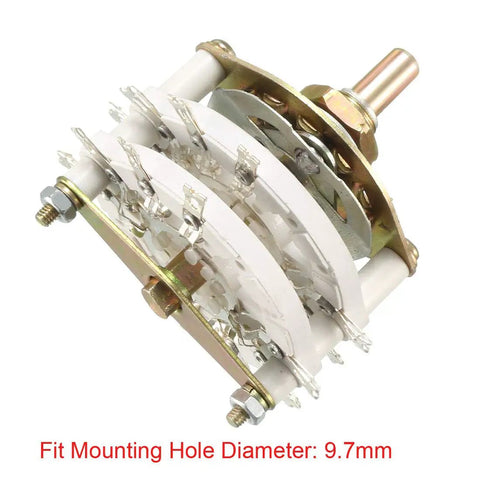 Band Selector Rotary Switch 4 Pole 3 Position 2 Deck 16 Pin for radio, TV, industrial control with 9.7mm hole, side view