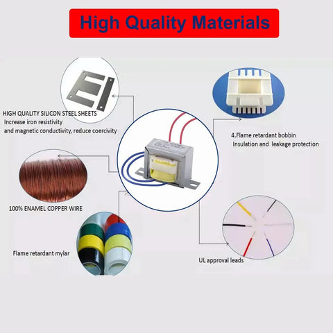 Two Pack 110V To 12V AC Power Transformer 10W 50/60Hz Output For Synchronous Motors Lighting And Audio Gear Built Tough With Mounting Holes And Rust Resistant Finish materials diagram