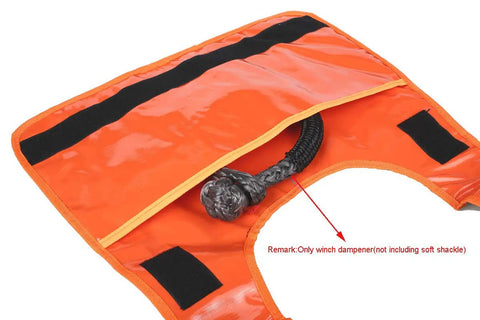 Off Road Winch Weight Bag For Recovery, Heavy Duty PVC Rope Dampener Blanket With Pocket in light orange
