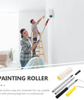 No Sweat Pro Grade Detachable Paint Roller Kit With Telescopic Handle And Three Extra Rods For Quick Diy Wall Painting in use.