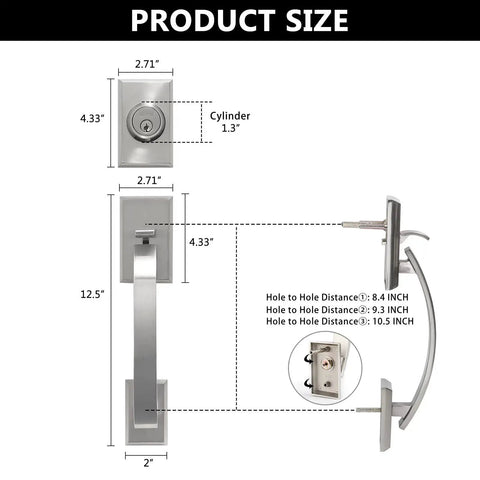 Dope Front Door Handle Set For Double Doors With Dummy Lock Heavy Duty Lock Set Single Cylinder Deadbolt dimensions chart