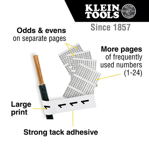 Wire Marker Book For Cable Management And Electric Panel Organization With Numbered 1 To 48 Labels, large print example
