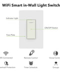 Diagram of Smart In Wall Light Switch With Timer Function And Hands Free Voice Control Single Pole 2.4GHz Wi Fi No Hub Required.