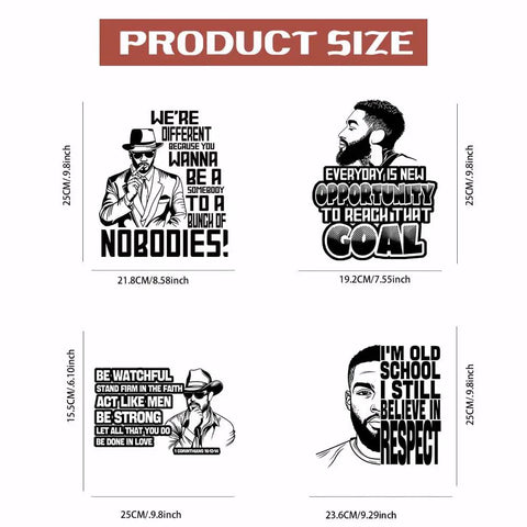 Dope Man Quotes Iron On Patches Set Of 4 Heat Transfer Stickers For T Shirts Backpacks And More DIY Black And White Decals Washable