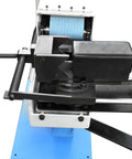 Close-up of Built Tough 3HP Industrial Tube Profile Belt Grinder And Sander With 4 By 78 Inch Belt 220V 3 Phase Motor setup.