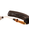 Coiled 3/8 Inch ID 25 Foot Hose Kit With Cork Handle And 8 Pattern Watering Wand, Lightweight Kink Free Hose, Charcoal Gray