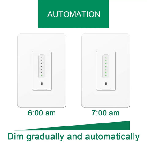 4-Pack Trailing Edge Smart Dimmer Switch For LED Lights, Voice Control with gradual dimming at 6:00 am and 7:00 am