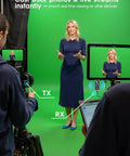 Long Range Wireless HDMI Transmitter And Receiver Kit 328ft used for live streaming in a studio with green screen setup
