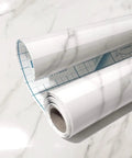 Glossy Italian White Marble Vinyl Countertop Cover 36 x 72 Inch Peel And Stick Self Adhesive Laminate detail roll on surface