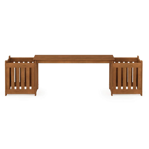 Two In One Planter Bench Set With Premium Hardwood Planters Outdoor Garden Bench For Patio Porch Balcony Or Backyard Two 15.8 Inch Square Boxes Connected By A 40.5 Inch Seat Create A Space Saving Versatile Floral Display