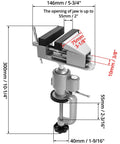 Detailed diagram of 3 Inch Do It All Tabletop Clamp Vise with 360 Degree Rotation and 45 Degree Tilt, aluminum alloy build, dimensions shown.
