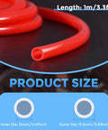 Close-up of Silicone Tubing 12mm ID X 15.9mm OD High Temp Hose 3.3 Ft Red For Home Brewing showing product size details
