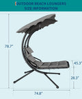 Chaise Lounger Swing Chair With Umbrella Canopy For Outdoor Patio And Indoor Use Hanging Lounge With Stand Curved Steel