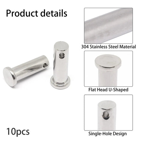 304 Stainless Steel Single Hole Clevis Pins Flat Head Beefy Heavy Duty M12x35mm 10 Pack Product Details