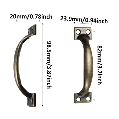 Dimensions of Beefy 12 Pack 4 Inch Vintage Barn Door Pulls in Antique Bronze Metal Heavy Duty Cabinet Handles Screw In Drawer Pulls
