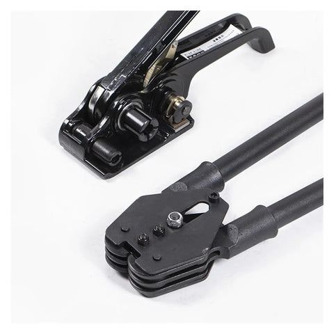 Heavy Duty Manual Strapping Machine Kit With Silent Buckle-Free PET And PP Banding Tensioner And Sealer Set For Smooth And Secure Packaging Jobs That Get The Job Done Right Without The Noise, showing tensioner and sealer tools.