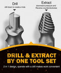 Close-up of double-headed extractors from 16 Piece Damaged Screw Extractor Kit For Stripped Screws And Rusty Bolts.