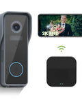 2K Wireless Video Doorbell With Chime And Cloud Storage Night Vision Clarity AI Motion Detection Two Way Audio Voice Messages