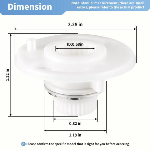 Intermediate Handle Assembly With Extra Ring For Rohl Pressure Balance Trim Shower Faucet Repair Part in white with dimensions labeled.