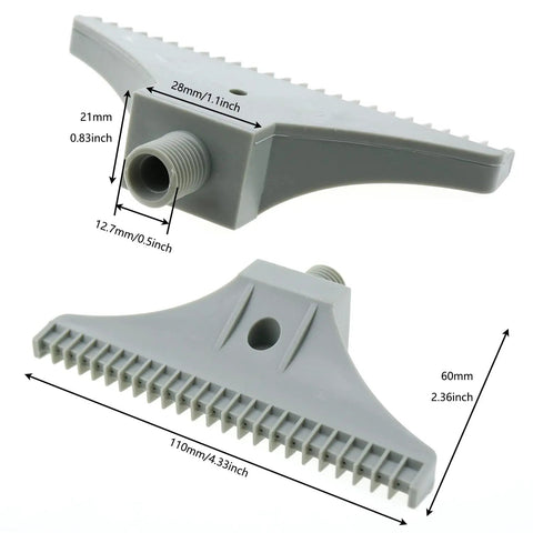 5-In-1 Wind Jet Air Nozzles Set for Industrial Cooling and Blowing, ABS fan nozzle with flat spray, dimensions shown