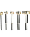 Pro Grade Self Centering Forstner Drill Bit Built For Dead Straight Accuracy With Tungsten Carbide Tip For Crisp Woodworking Cuts Rock Solid Heavy Duty 23 Millimeter Cutter For Hardwood set of five bits.
