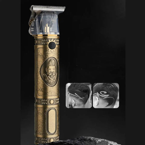 USB Charged Electric Hair Clipper For Barbershop And Home Use Metal Body Trimmer with intricate design and haircut examples