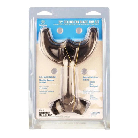 Package of Antique Brass Replacement Fan Blade Arms Kit Five Piece Set For 52 Inch Ceiling Fans Easy Install No Fuss Swap