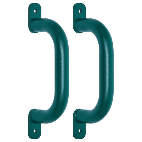 Rock Solid 10 Inch Green Playground Safety Grab Bar Set Of 2 For Indoor And Outdoor Use Heavy Duty Steel Handles With Welded Mounts Durable Construction Comfortable Grips.