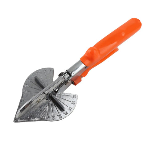 Five Degree Corner Line Sealing Scissors with orange handle, ideal for tape, foam, wire trimming in HVAC, flooring, insulation projects.