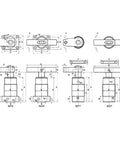 Technical drawing of heavy-duty high-pressure angle cylinder down-press rotary clamping fixture for automatic equipment rock-solid precision tooling component.