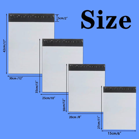 100 Pack White Poly Mailers Shipping Bags Assorted Sizes 6x11 8x12 10x13 12x17 Self Sealing Waterproof Tear Proof Packaging Bags