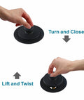 Matte black tub drain and overflow kit with single-hole faceplate; turn-to-close and lift-to-twist cap shown