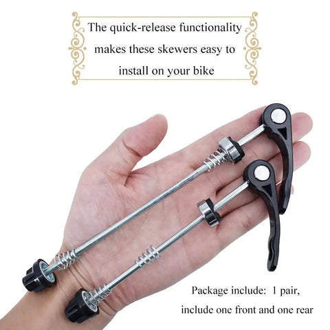 Two Pack Quick Release Bicycle Skewers Aluminum Front And Rear Axles 112mm And 150mm Deep Thread Secure Fit Thick Gauge Springs