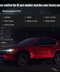 Red SUV parked at night with part numbers for Alternator Replacement For Mazda Vehicles, Direct Fit 2.0L And 2.5L Engines.