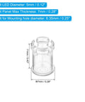 Easy Install 5mm LED Holder Clip Mount Bracket Socket Cap, Transparent PC, 7mm Thickness, Fits 5mm LEDs, 6.4mm Opening