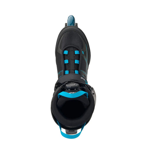 Top view of F.I.T. 80 BOA Inline Skates For Men Black Blue With BOA Closure, Stability Plus Cuff, FBI Vibration Absorbing Frame