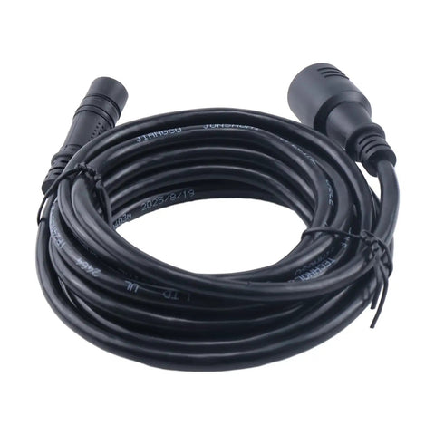 Tough As Nails 10 Ft Extension Cable With 8 Pin Connector For Fish Finders And Boat Electronics, coiled black cable ready for use.