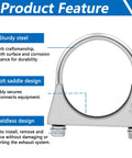 Image of 2.5 Inch U-Bolt Exhaust Clamp Saddle Style For Muffler Piping, showcasing sturdy steel, weldless design